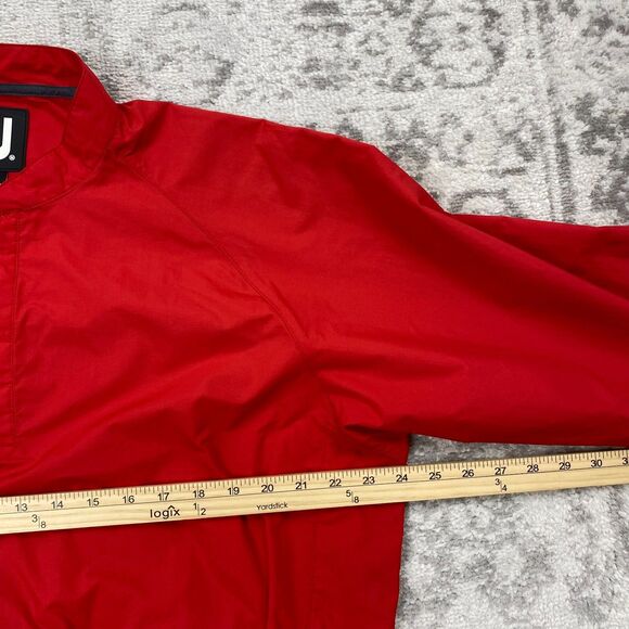 Footjoy FJ Pullover Golf Windbreaker Red 1/4 Button Jacket Mens Size Medium - Picture 7 of 8